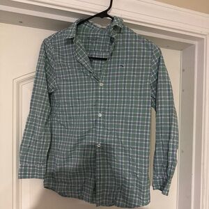 Vineyard Vines Saunders On The Go Performance Button-Down Shirt Boys Size S Blue